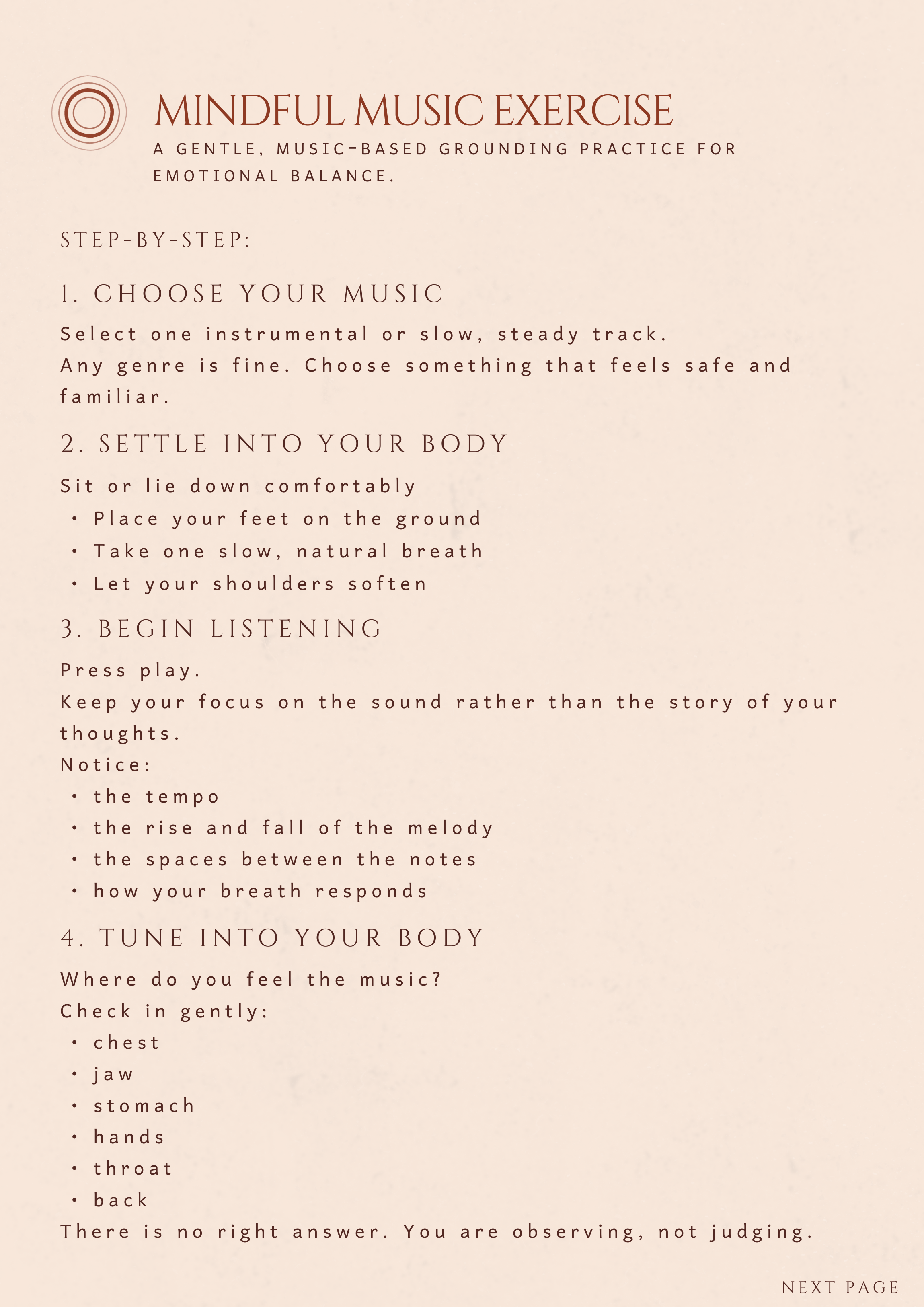 Mindful Music Exercise for Stress Relief (Free Printable Worksheet)